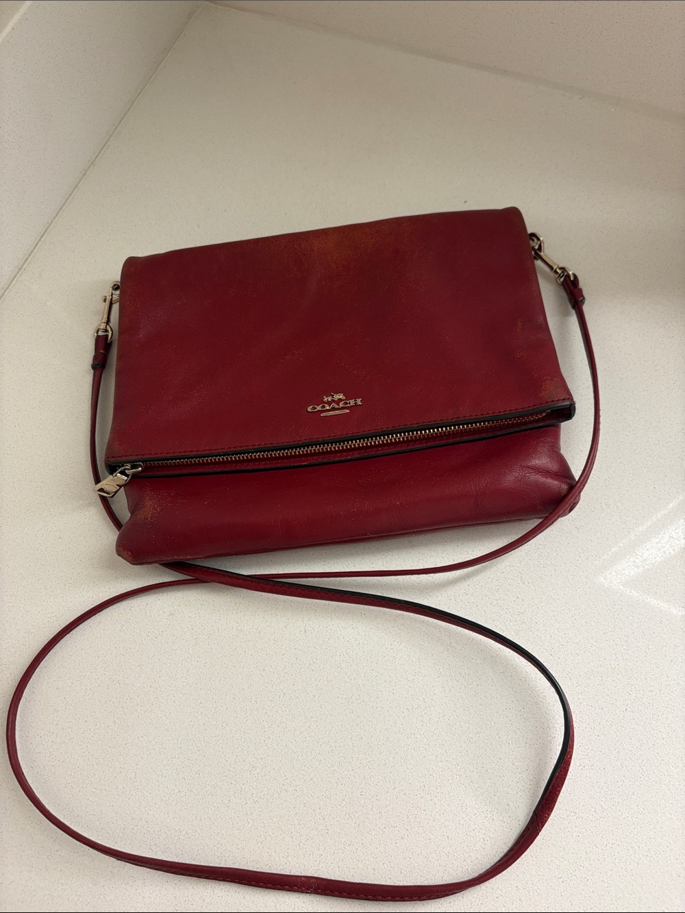 Coach Ted Vintage Fold Over Bag—BEAUTIFUL LEATHER—Roomy with Many Pockets